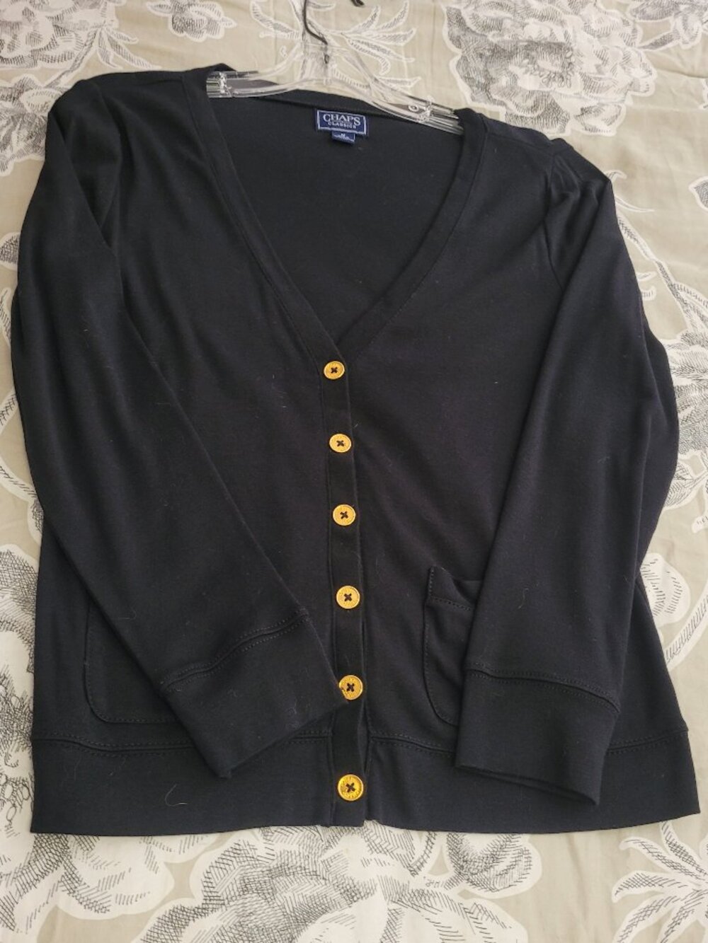 Chaps Black Cotton Cardigan Size Medium Excellent Condition